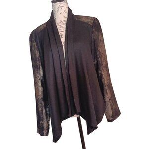 Anthracite by Muse Waterfall Cardigan, Size 8 Gunmetal Gray Silver, Black, Soft
